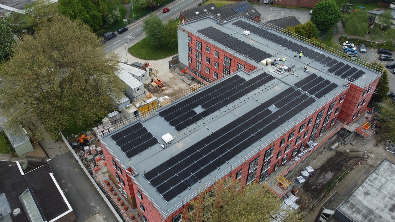 solar panels on a flat roof